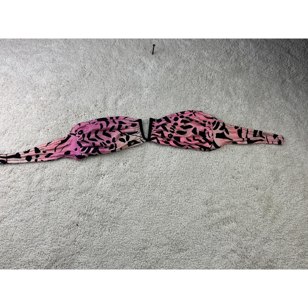 Vintage Catalina Bikini Top Womens 8 Animal Print Bandeau Made USA Swimwear 90s‎
